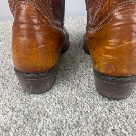 Vtg Levi's 1980s Cowboy Boots Men's 9.5 Brown Leather Orange Tab Western - Picture 6 of 12